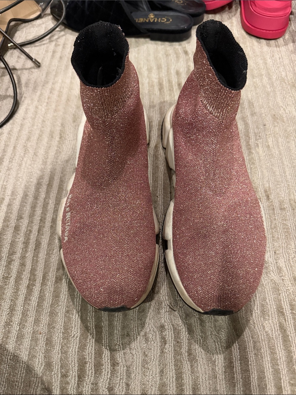 Balenciaga Metallic Pink Knit Sneaker